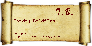 Torday Balázs névjegykártya